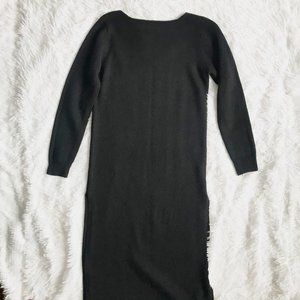 Black Long Sleeve Long Sweater Knit Dress